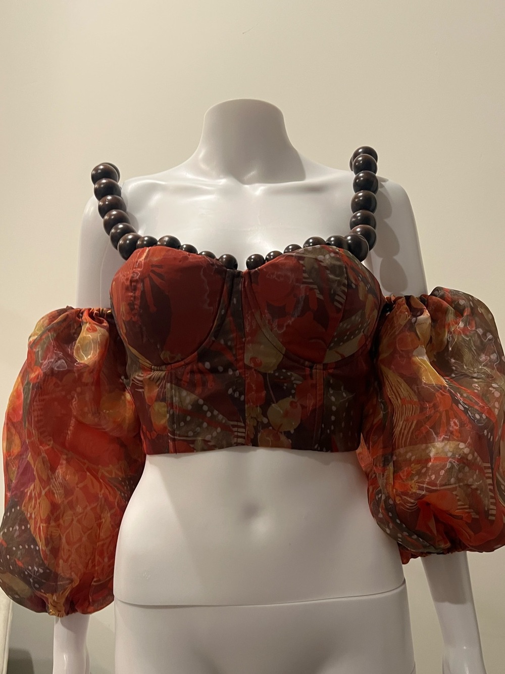 Andrea Iyamah Omma Floral Corset Crop Top XS